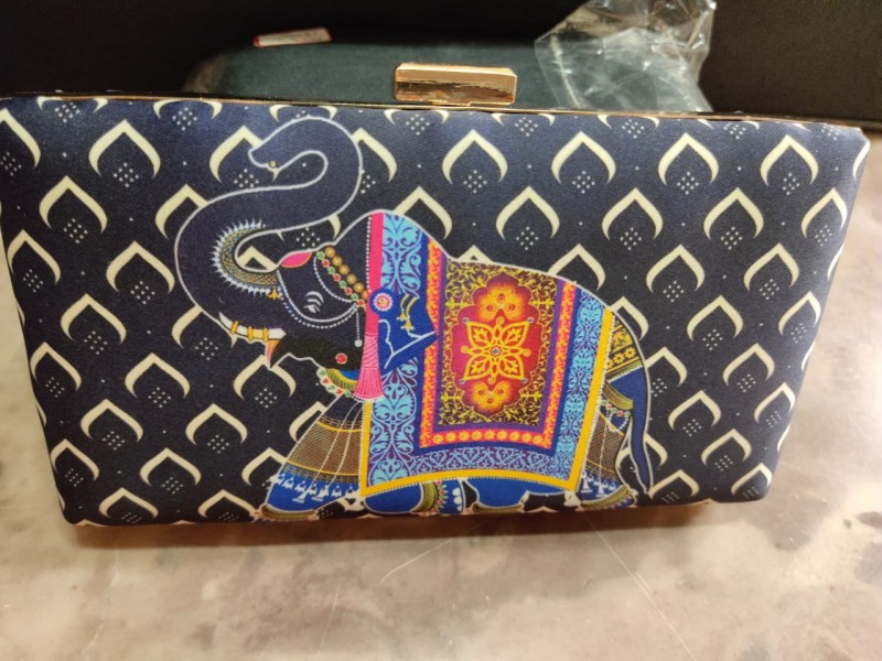 Elephant Art Metal Clutch